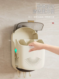 Wall-Mounted Chopstick Holder with Lid, Dustproof Cutlery Drainer for Kitchen Utensils