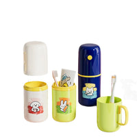 Portable Cartoon Travel Toothbrush Holder and Mouthwash Cup Set for Kids