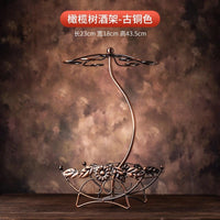 European Style Wrought Iron Wine Rack with Glass Holder for Home Decor