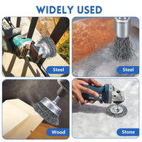 Hex Shank Wire Brush Set for Metal Rust Removal and Wood Polishing
