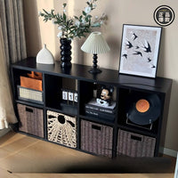 Solid Wood Bookshelf Living Room Storage Cabinet Sofa Side Table Nordic Style Flip-Door Record Cabinet Wall-Mounted Black Cabinet