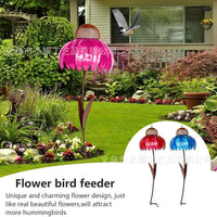Metal Flower Hummingbird Feeder for Garden and Outdoor Decor