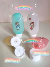 Portable Squeeze Bottle Set for Travel Toiletries - Shampoo, Lotion, Face Wash, Cosmetics