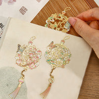 Butterfly Dream Floral Metal Bookmark with Tassel, Hollow Carved Design, Gold Stamping, Elegant Reading Accessory Gift