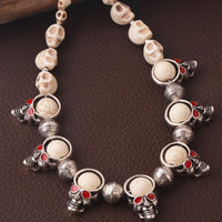 Halloween Dark Style Skull Beaded Necklace and Earring Set