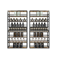 Minimalist Iron Wine Rack with Lights for Bar Commercial Use, Winery Display Shelf, Floor-standing Grape Beer Cabinet