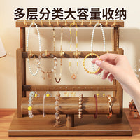 Solid Wood Multi-Layer Jewelry Display Stand for Bracelets Necklaces and Accessories