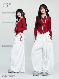 CV Dance Brand "Big Banana" Parachute Sports Pants Loose Straight Hip-Hop Trousers