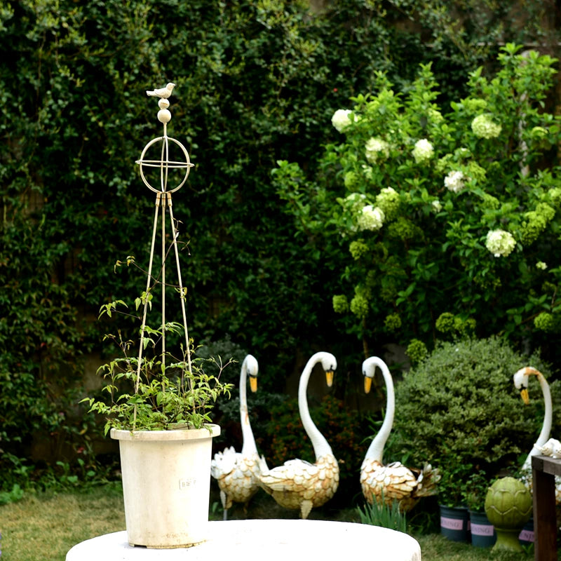 Adjustable Spherical Distressed Bird Trellis for Climbing Plants