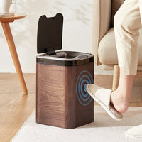 Smart Sensor Trash Can with Lid, Automatic Opening Wooden Waste Bin for Home