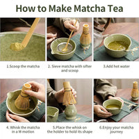 Japanese Matcha Tea Ceremony Set with Ceramic Bowl and Bamboo Whisk