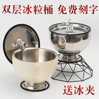 Double-Layer Stainless Steel Ice Bucket with Tongs for Bar, Home, and Commercial Use