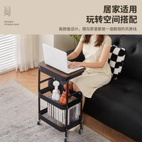 3-Tier Mobile Storage Cart with Adjustable Tabletop and Drawers for Home, Snacks, and Sofa Side
