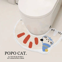 Cute Cat U-Shaped Toilet Mat Anti-Slip Splash-Proof Bathroom Faux Cashmere Absorbent Pad