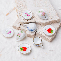 Miniature Teacup and Saucer Ceramic Beads for Jewelry Making