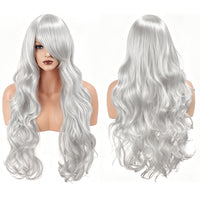 80cm Long Curly Cosplay Wig with Bangs, Multi-color Heat Resistant Synthetic Hair