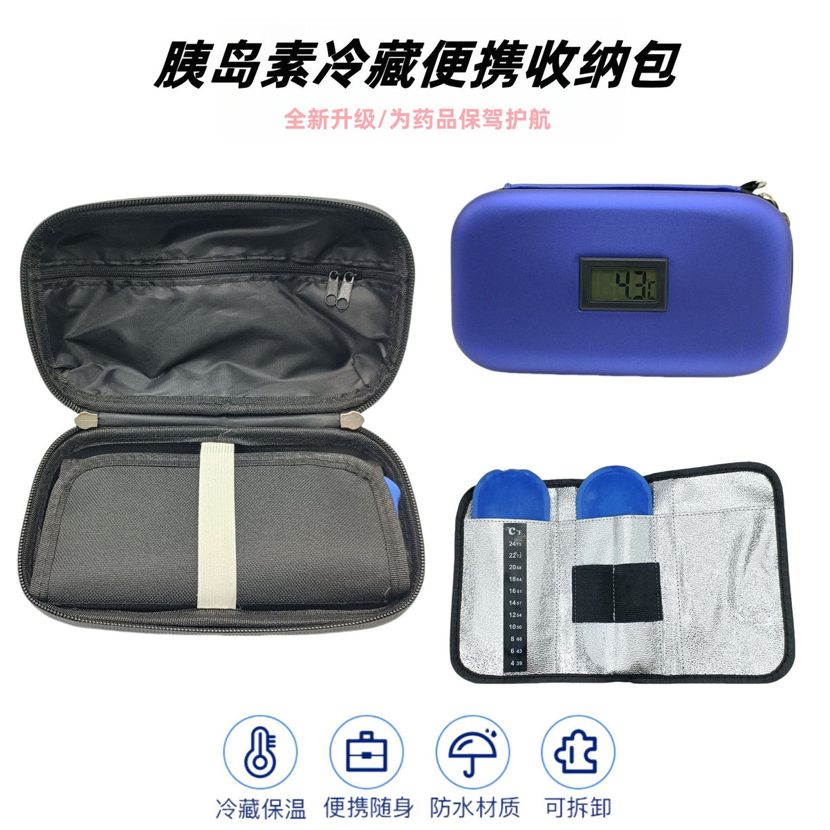 Insulin Cooler Bag with Ice Packs for Medication Travel