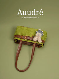 Auudre Vintage Contrast Shoulder Bag for Women, Large Capacity Commuter Tote