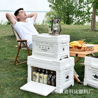 Foldable Double-Layer Outdoor Storage Box with Side Opening for Camping Car Trunk Home Use