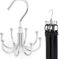 Multi-functional Scarf Hanger with 8-Claw Rotating Hooks, Non-slip Tie Belt Organizer for Wardrobe and Hotel