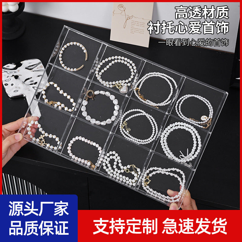 Clear Plastic Jewelry Organizer Tray with Dividers for Earrings, Necklaces, Bracelets