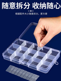 Multi-Compartment Transparent Plastic Storage Box for Fishing Hooks, Small Parts, and Electronic Components