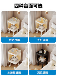 Ultra-Narrow 30-40cm Bedside Table with Induction Light, Small Nightstand for Bedroom