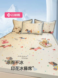 Jeliya Ice Silk Cooling Mat for Summer Bedding, Single Person Dormitory Ice Rattan Mat