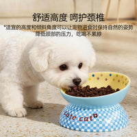 Ceramic Plaid Pet Bowl Set for Dogs and Cats - Food and Water Dish