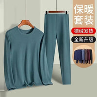 Men's Thermal Underwear Set Thin Double-Sided De Velvet Base Layer for Autumn/Winter