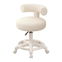 Lamb Velvet Swivel Adjustable Stool with Backrest and Silent Wheels for Salon, Spa, and Dental Office