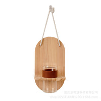 Creative Hanging Hydroponic Planter with Rope and Wooden Mount for Indoor Plants