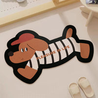 Cute Animal Diatomaceous Earth Bath Mat Absorbent Non-Slip Quick Dry Decorative Floor Mat for Bathroom Entryway