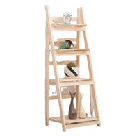 Multi-Tier Wooden Plant Stand Foldable Storage Shelf for Balcony & Living Room