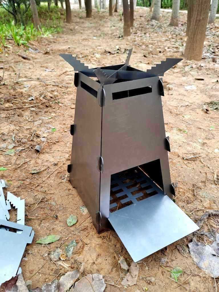Portable Rocket Stove for Outdoor Camping, Fishing, and Travel - Lightweight Collapsible Wood Burning Stove