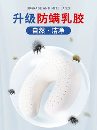U-Shaped Latex Travel Neck Pillow for Airplane, Car, and Train