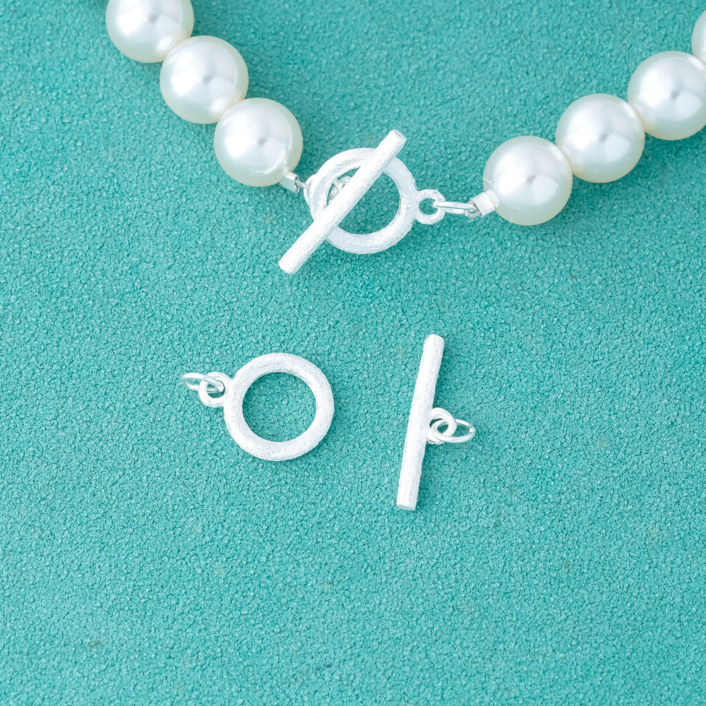 S925 Sterling Silver Brushed Matte Toggle Clasp for DIY Jewelry Making