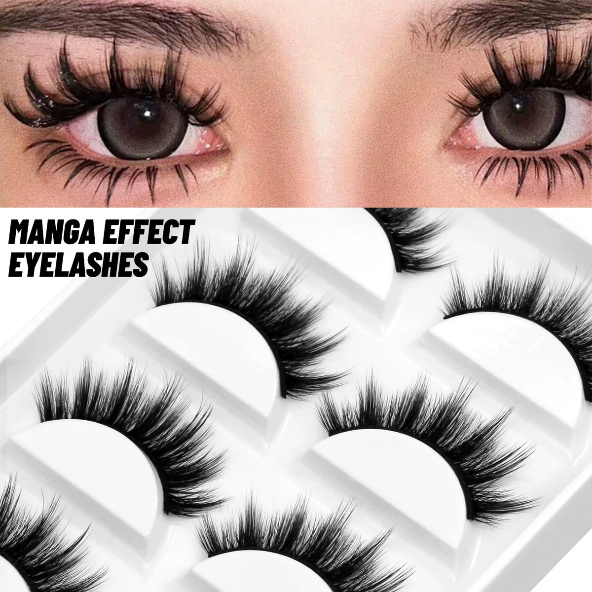 GROINNEYA 5 Pairs Natural B-Curl Baby False Eyelashes for Asian Eyes