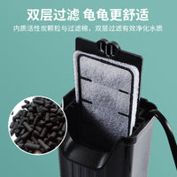 Low Water Level Turtle Tank Filter with Waterfall, Quiet Drip Box, and Circulation Pump for Small Fish Tanks