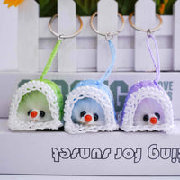 Plush Mink Fur Mouse Keychain with Woven Basket Ornament