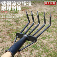5-Tine Garden Hand Rake for Weeding, Planting, and Cultivating