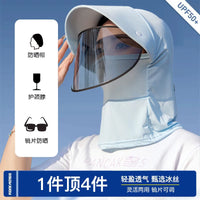 Women's Summer Ice Silk Sun Protection Face Mask Hat with Visor for Cycling and Outdoor Activities