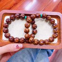 Bodhi Seed Prayer Beads Bracelet with Carved Rat Design, Single Strand for Men and Women