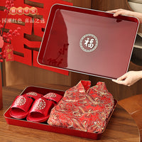 Red Rectangular Wedding Serving Tray for Engagement, Banquets, and Candy