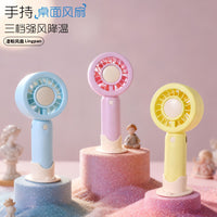 Portable Handheld Mini Fan with Stand, USB Rechargeable Personal Desk Fan