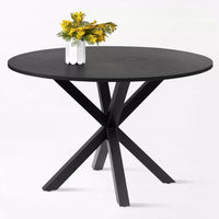 Minimalist Iron Art Solid Wood Round Table for Cafe Bar Home Leisure Dining