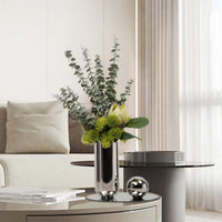 Modern Luxury Stainless Steel & Ceramic Flower Vase for Home Decor