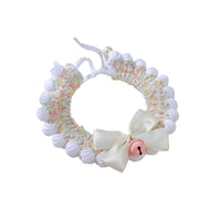 Hand-Knitted Pet Collar with Bell and Bow for Cats and Small Dogs