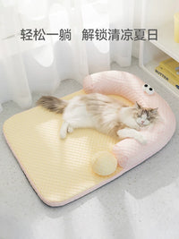Cat Cooling Bed Mat for Summer, Pet Sleeping Nest with Ice Pad, Four Seasons Universal