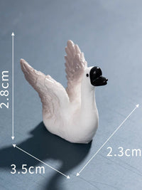 Miniature Moss Landscape Cartoon Grey Goose Resin Ornament for DIY Desktop Car Decor